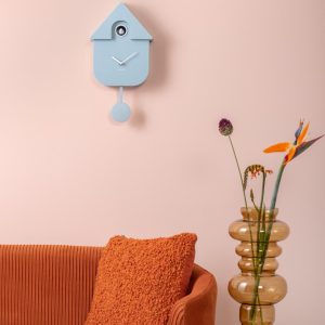 Wall clock Modern Cuckoo (soft blue)